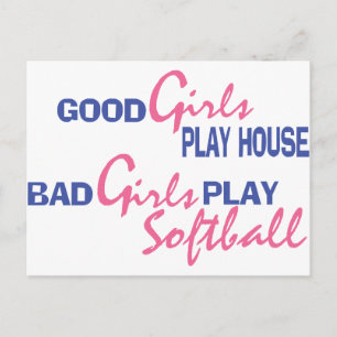 Bad Girls spielen Softball Postkarte