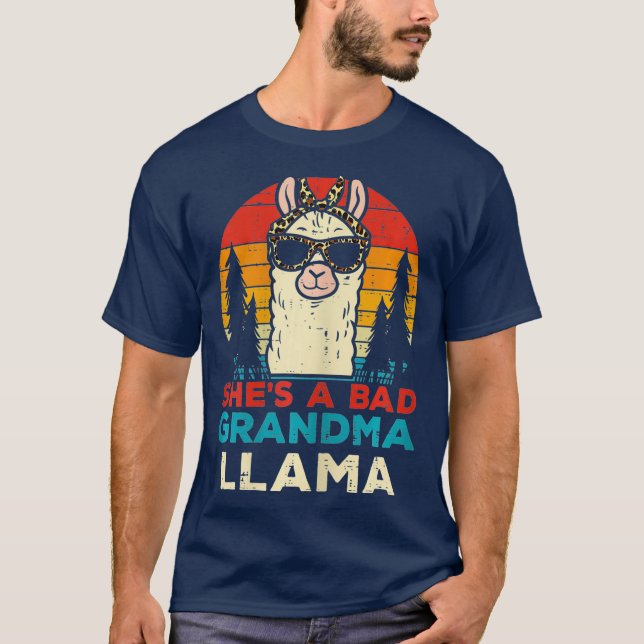 Bad Grandma Llama Retro Alpaca Mütter Day Nana T-Shirt (Vorderseite)