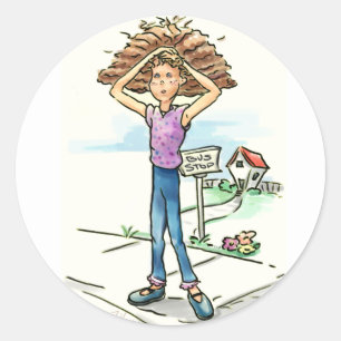 Bad Hair Day Runder Aufkleber