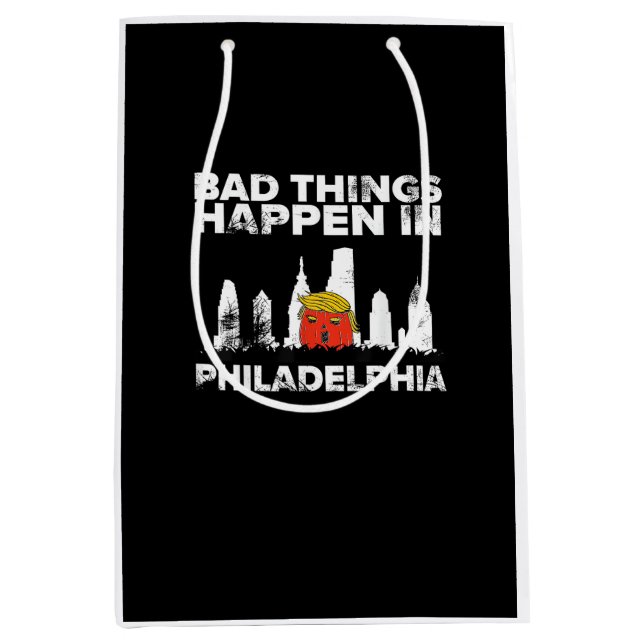 Bad Happen Philadelphia Halloween Spooky Trumpkin Mittlere Geschenktüte (Vorderseite)