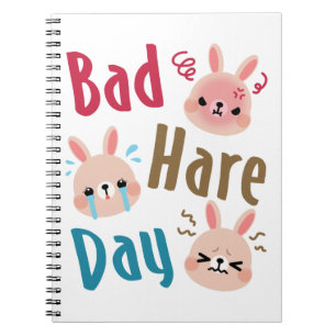 Bad Hare Day Funny Bunny Rabbit Kawaii Ostern Notizblock