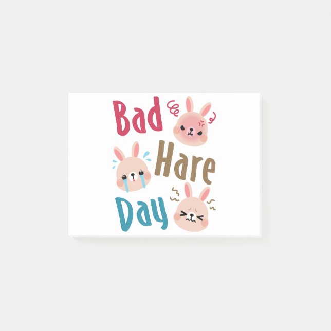 Bad Hare Day Funny Bunny Rabbit Kawaii Ostern Post-it Klebezettel (Vorderseite)