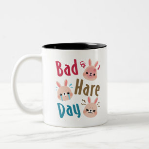 Bad Hare Day Funny Bunny Rabbit Kawaii Ostern Zweifarbige Tasse