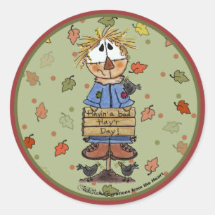 Bad Hay'r Day Scarecrow Runder Aufkleber