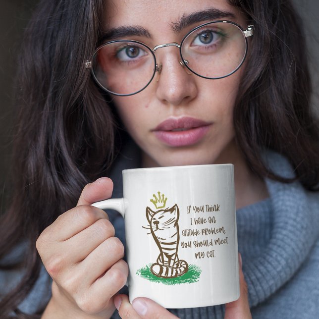 BAD KATTITUDE Funny Grumpy Cat Parent Jumbo-Tasse (Von Creator hochgeladen)