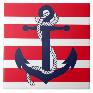 Bad Keramik Tile - Red Blue Anchor Fliese