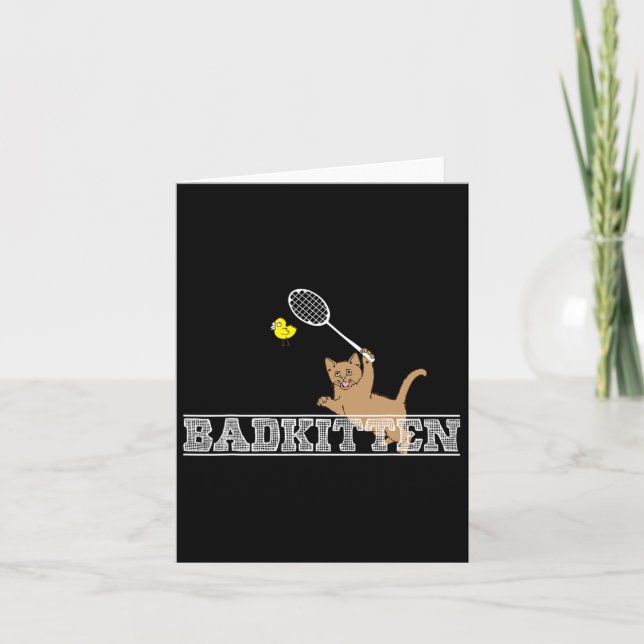 Bad Kitten Funny Badminton Cat Lovers Pub Karte (Vorderseite)