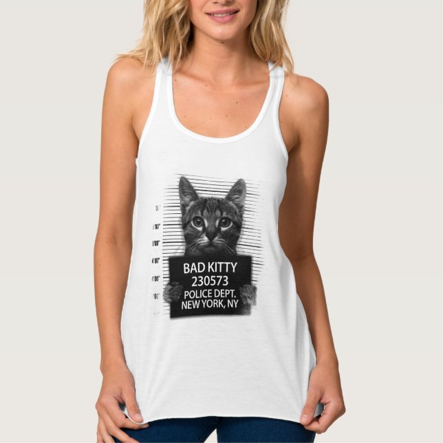 Bad Kitty Cat Police Arrest Foto Funny Tank Top (Vorderseite)