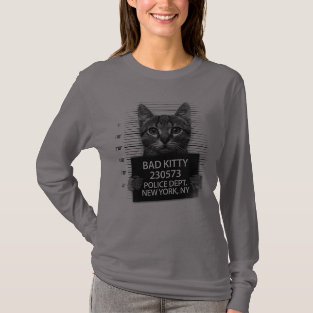 Bad Kitty Cat Police Arrest Foto T - Shirt (Vorderseite)