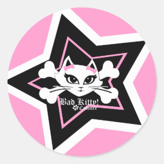 Bad Kitty Little Pink Stickerz Runder Aufkleber