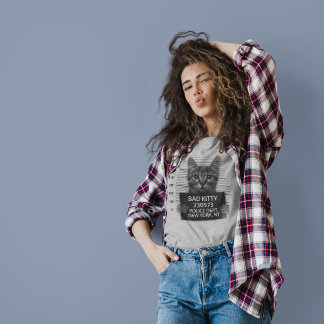 Bad Kitty NYPD Police Arrest Foto Funny Gift T-Shirt