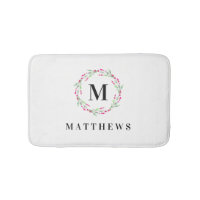 Bad-Matte - Blumenkreis-Monogramm-Name