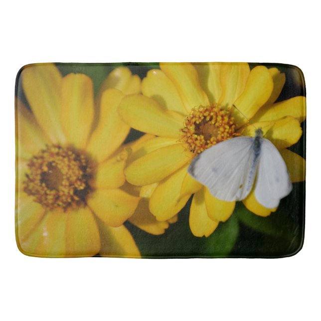Bad-Matte/Gänseblümchen und Schmetterling Badematte (Vorderseite)