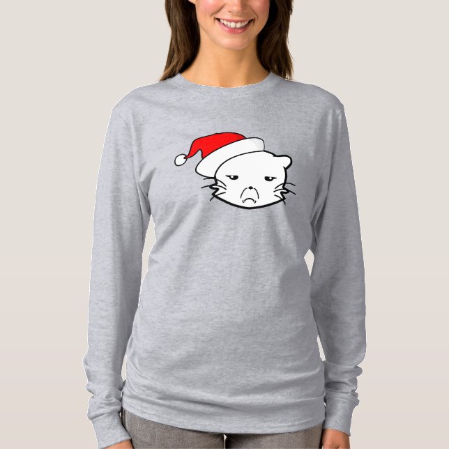 Bad Mood Cat Christmas Edition T-Shirt (Vorderseite)
