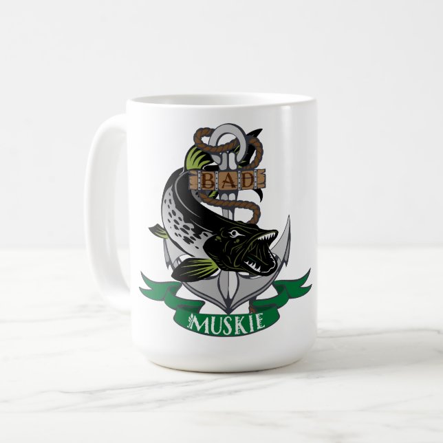 Bad Muskie Wrapped Around Award Boat Anchor Kaffeetasse (Vorderseite Links)