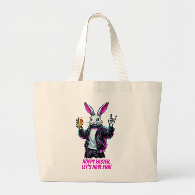 Bad Oaster Bunny! Hoppy Ostern, Lass's Have Fun! Jumbo Stoffbeutel (Vorne)