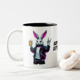 Bad Oaster Bunny! Hoppy Ostern, Lass's Have Fun! Zweifarbige Tasse