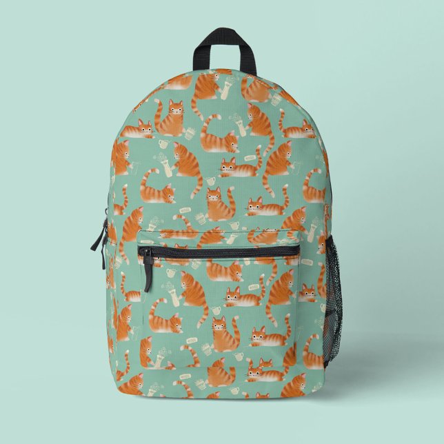 Bad Orange Tabby Katzen klopfen über Muster Bedruckter Rucksack (Bad Orange Cats Knocking Stuff Over Backpack)