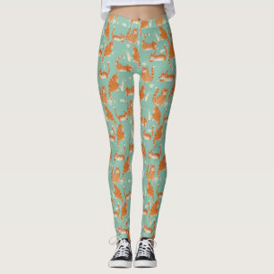 Bad Orange Tabby Katzen klopfen über Muster Leggings