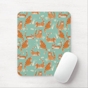 Bad Orange Tabby Katzen klopfen über Muster Mousepad