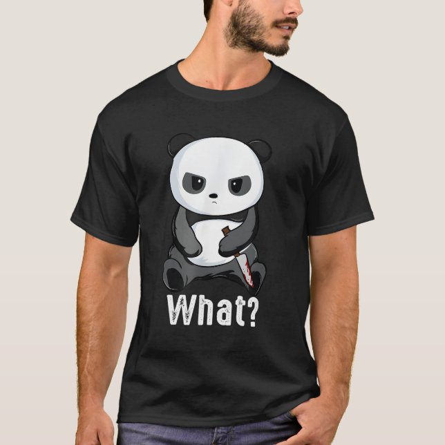 Bad Panda Bär mit Messer Kämpfe Panda T-Shirt (Vorderseite)