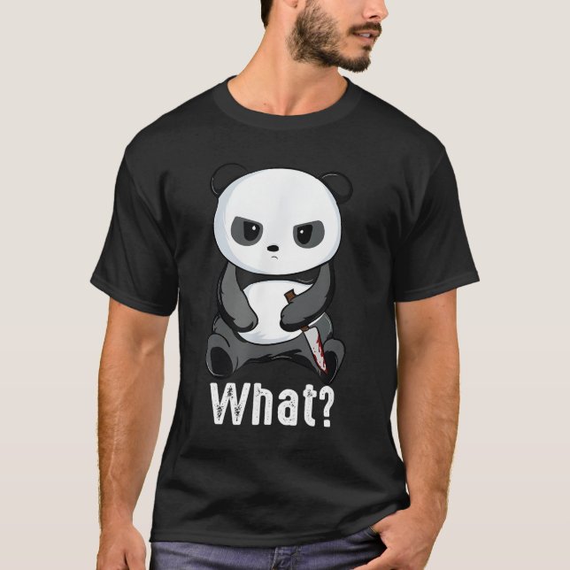 Bad Panda Bear With Knife Fighting Panda T-Shirt (Vorderseite)