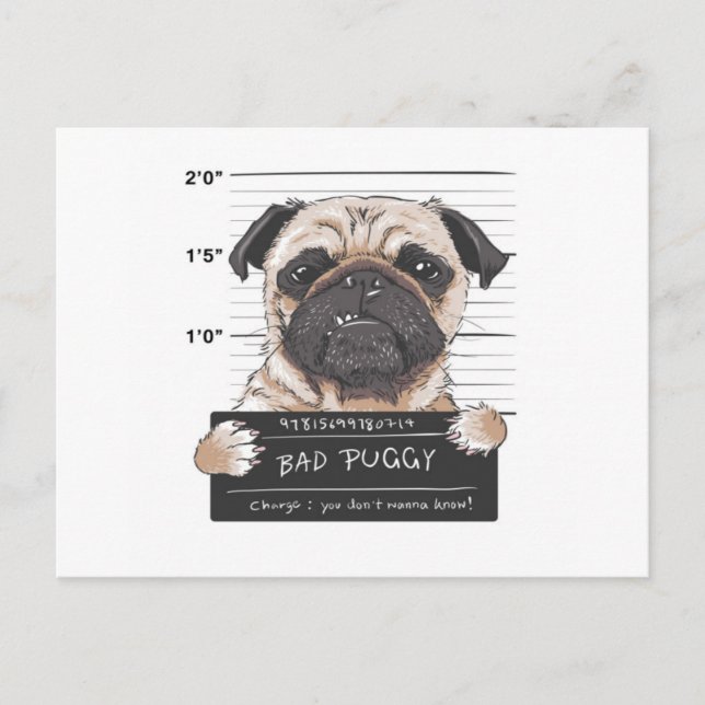 Bad Puggy Tasse Shot Postkarte (Vorderseite)