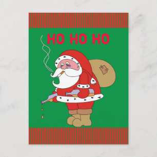 Bad Santa Claus Funny Christmas Postcard Feiertagspostkarte
