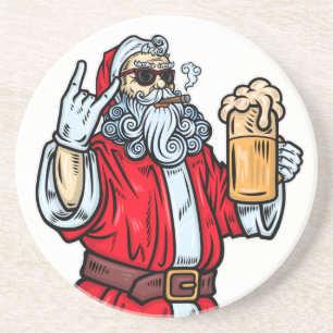 Bad Santa Claus, Rock, Bier und Zigar Getränkeuntersetzer