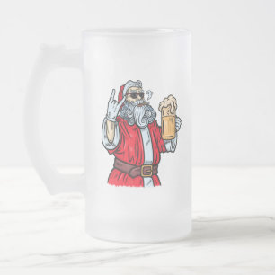 Bad Santa Claus, Rock, Bier und Zigar Mattglas Bierglas