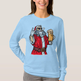 Bad Santa Claus, Rock, Bier und Zigar T-Shirt