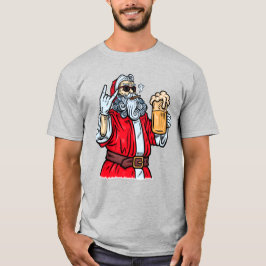 Bad Santa Claus, Rock, Bier und Zigar T-Shirt