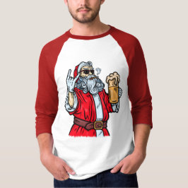 Bad Santa Claus, Rock, Bier und Zigar T-Shirt