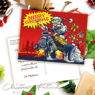 Bad Santa Rides Weihnachtsgrüße im Freien Feiertagspostkarte