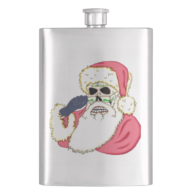 Bad Santa Skull Flachmann (Vorderseite)