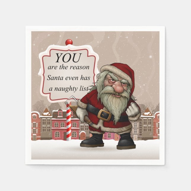 Bad Santa, White Standard Cocktail Papier Napkins Serviette (Vorderseite)