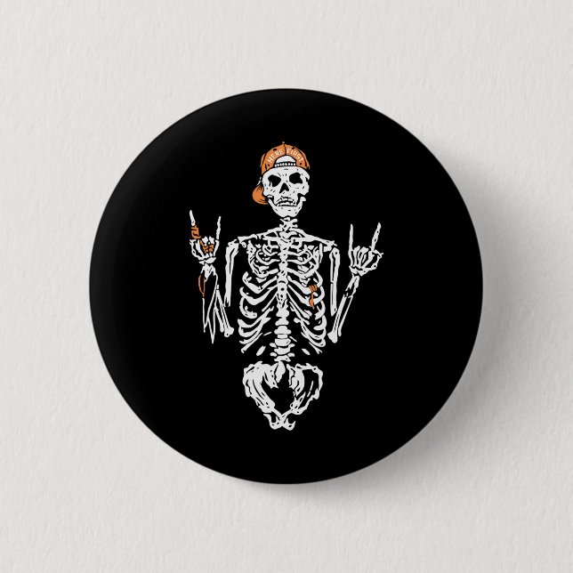 Bad Skeleton Hand Rock Sommer Halloween Skull Wome Button (Vorderseite)