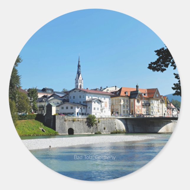 Bad Tolz, Deutschland, landschaftliches Foto, Runder Aufkleber (Vorderseite)