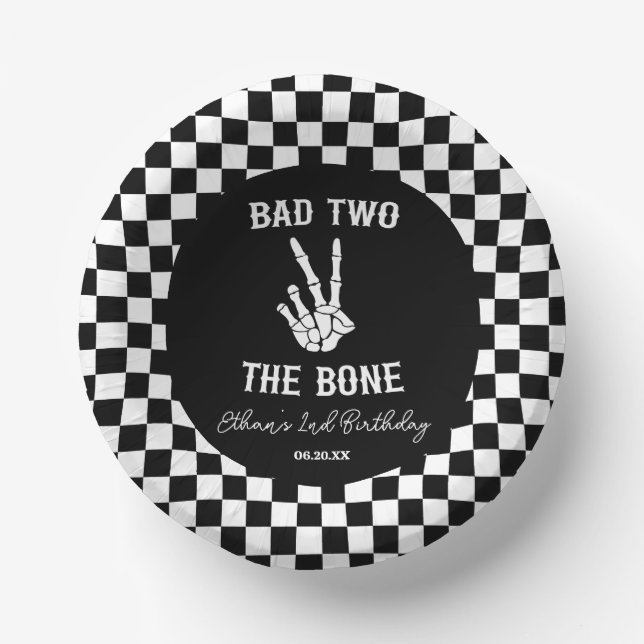 Bad Two das Knochenskelett 2. Geburtstag Party Pappteller (Vorderseite)