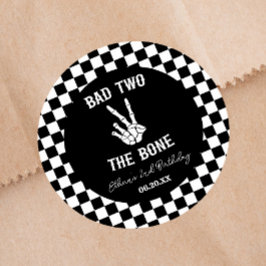 Bad Two das Knochenskelett 2. Geburtstag Party Runder Aufkleber