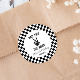 Bad Two das Knochenskelett 2. Geburtstag Party Runder Aufkleber