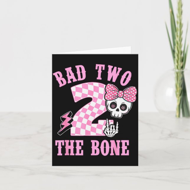 Bad Two The Bone Birthday 2 Years Old Nk Checkered Karte (Vorderseite)