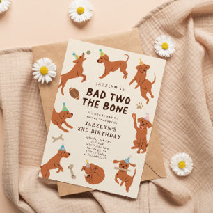 Bad Two The Bone Hunde 2. Geburtstag Party Einladung