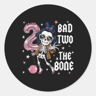 Bad Two The Bone Party Dekorationen Boy Girl 2nd B Runder Aufkleber