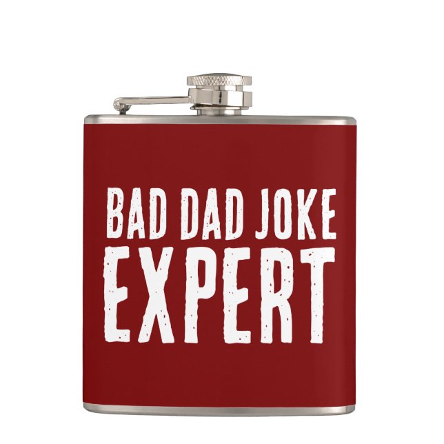 Bad Vater Joke Expert BOLD TYPOGRAPHIE Flachmann (Vorderseite)