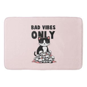 Bad Vibes only - Cat & Skulls Badematte