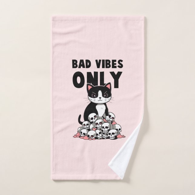 Bad Vibes only - Cat & Skulls Badhandtuch Set (Handtuch)