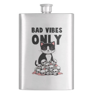 Bad Vibes only - Cat & Skulls Flachmann
