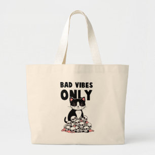 Bad Vibes only - Cat & Skulls Jumbo Stoffbeutel