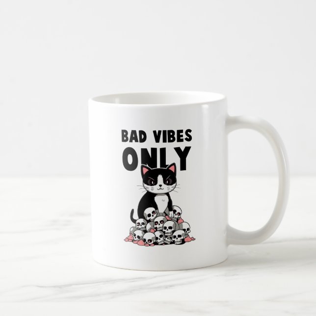 Bad Vibes only - Cat & Skulls Kaffeetasse (Rechts)